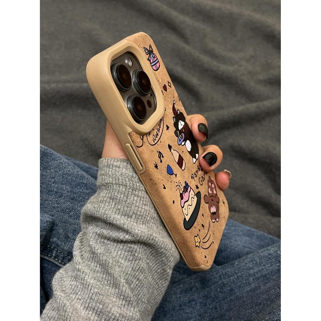 Autumn and Winter Puppy Party Suitable for Apple 15promax Mobile Phone Case IPhone14/16plus Cartoon 13 Leather Pattern