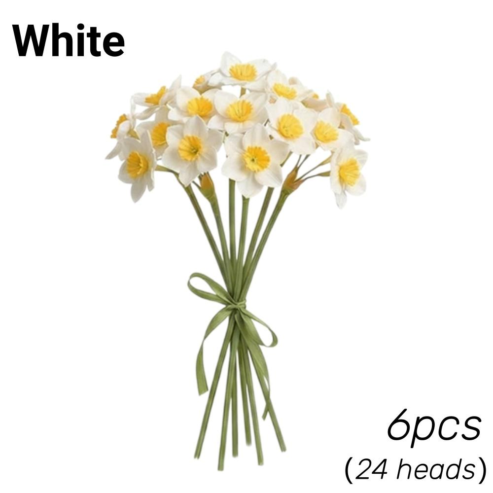 3/9pcs Narcissus Artificial Flowers Fake Bouquet Tabletop Ornaments Realistic Plastic Daffodil for Home Office Indoor Decor Gift