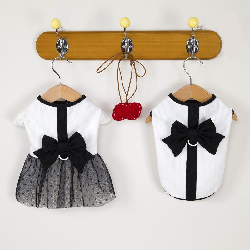 Luxusní šaty pro psa kočku s mašlí a krajkou Letní štěněcí oblečení Sukně Bavlněné tričko Kostým pro psa pro dívky Čivava Bišonek Psí oblečení