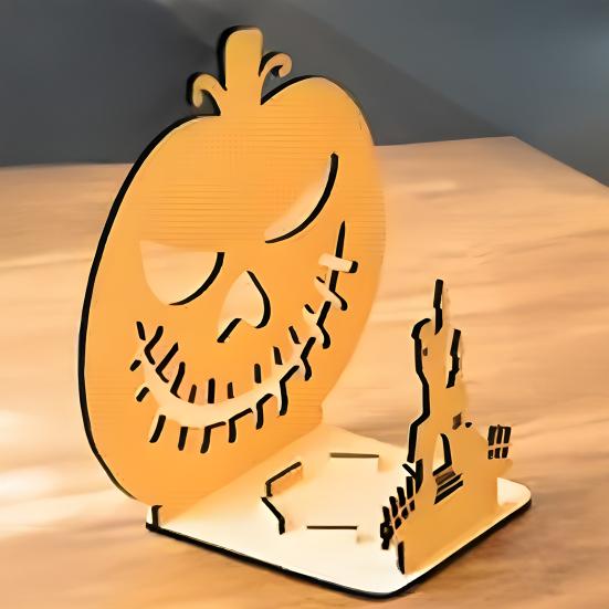 Halloween Shadow Candle Holder Funny Shadow Stand Candlestick with Witch Skeleton Pumpkin Cat Silhouette Holiday Table Centerpiece