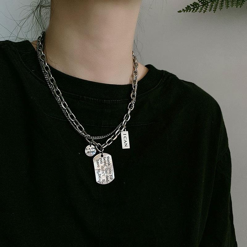 Unisex Retro Lightning Pendant Necklace: Titanium Steel European-American Trend