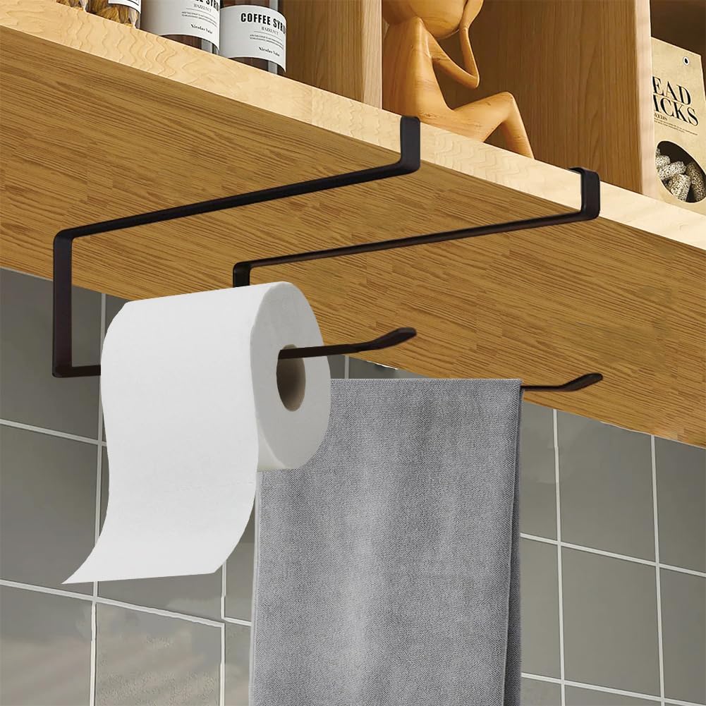 Paper Towel Holder Under Cabinet, Kitchen Towel Holder Towel Roll Holder Tissue Storage Rack Dispenser Cling Film Shelf Free Punch Hanger Organizer