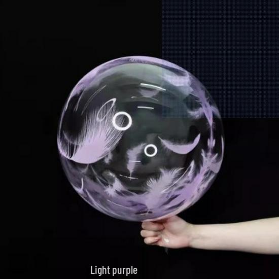 18 Feather Print Transparent Round Outdoor BOBO Helium Balloon