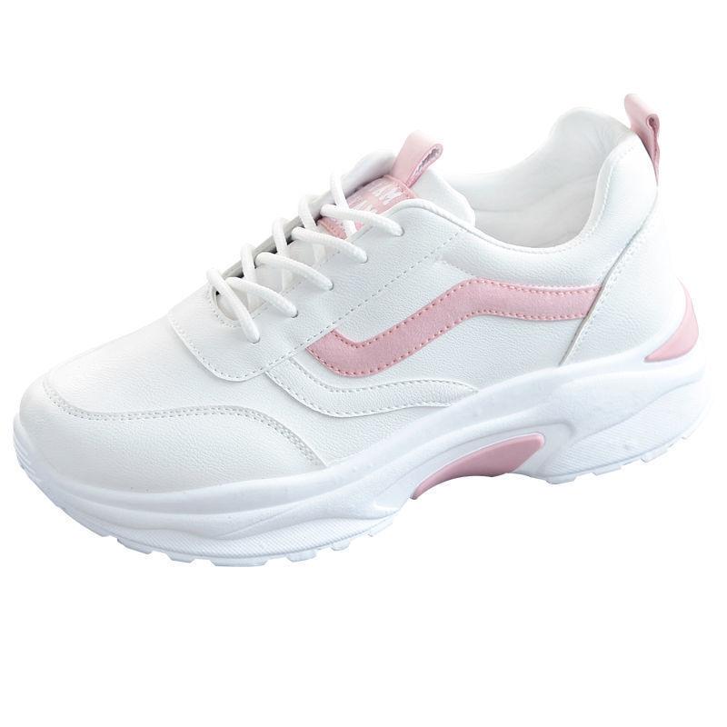 Xiaobai shoes female student leather surface spring summer new mesh breathable thick sole Korean version thick sole sports shoes dad shoes