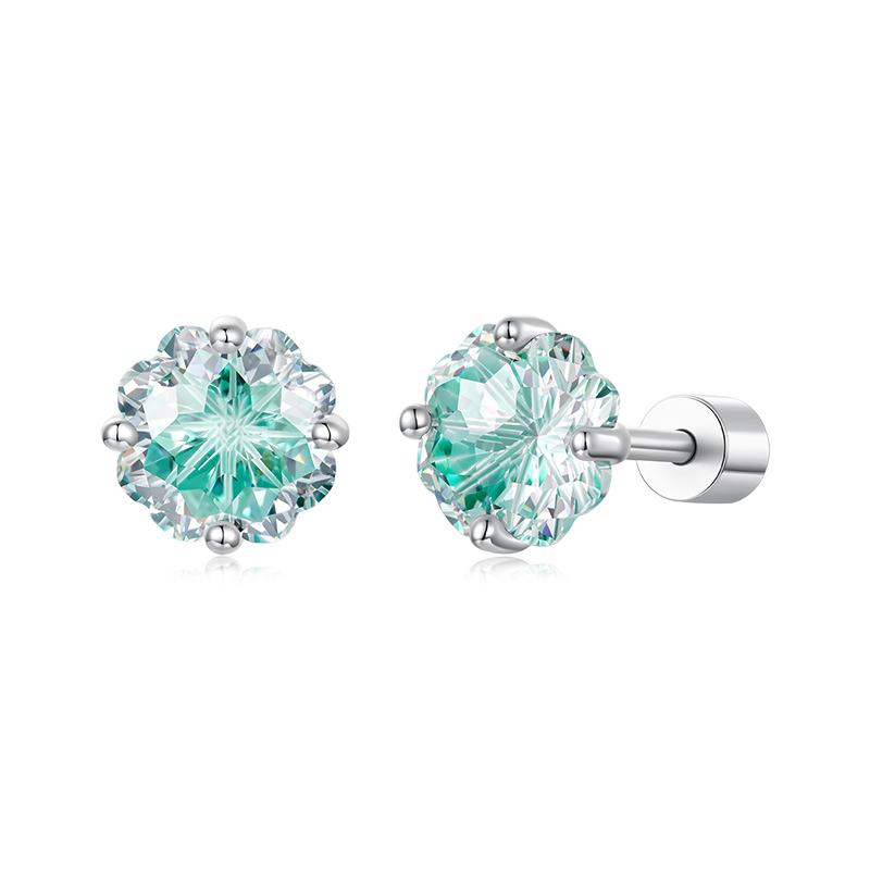 WOSTU 925 Sterling Silber Mini Blume Schmetterling Vogel Biene Steckerohrringe Regenbogen Mondstein Kätzchen Ohrstecker Mädchen Party Schmuck