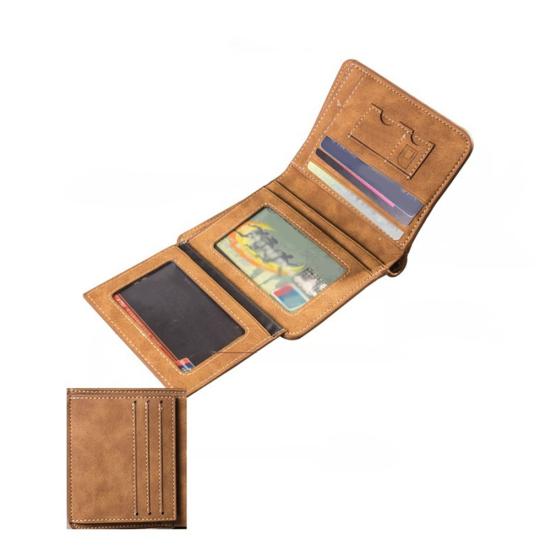 Мужской ретро матовый искусственный кожаный тройной держатель для карт — фото 11