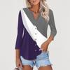 Cardigan a bottoni da donna T-shirt a maniche 3/4 con scollo a V T-shirt casual moda con stampa Top