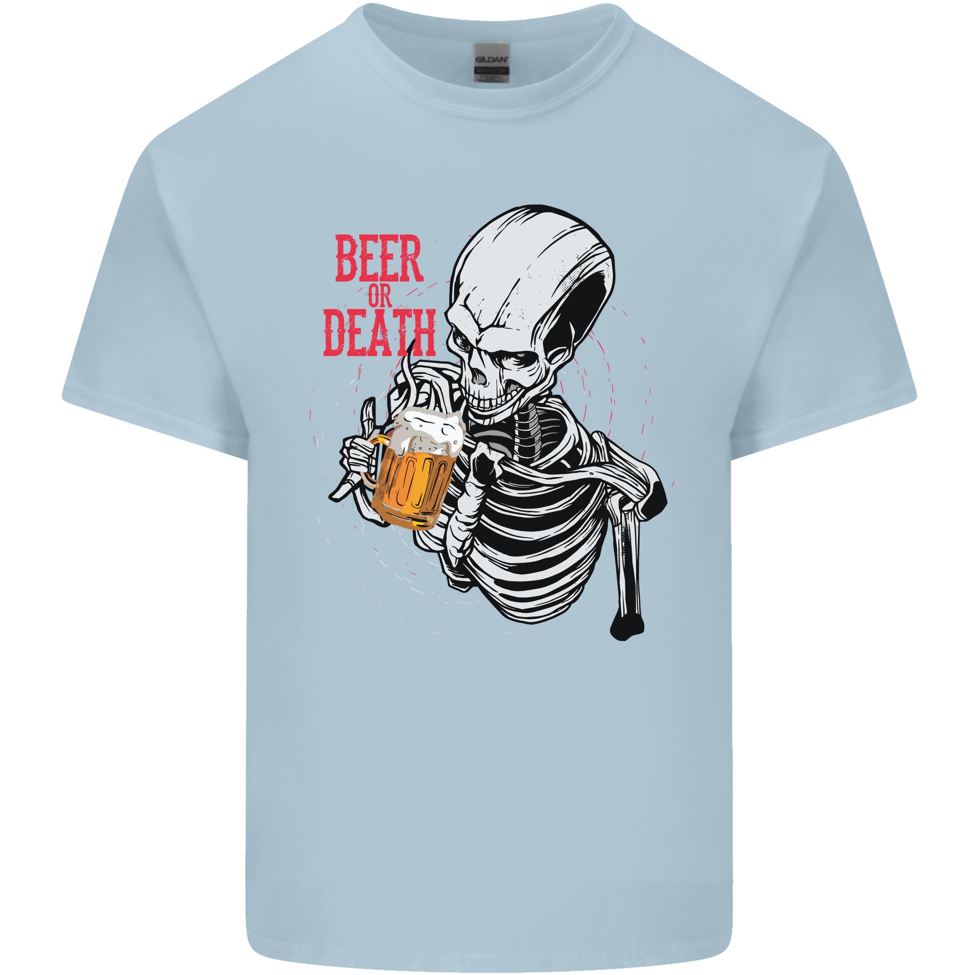 Beer or Death Skull Funny Alcohol Unisexs Light Cotton TShirt S
