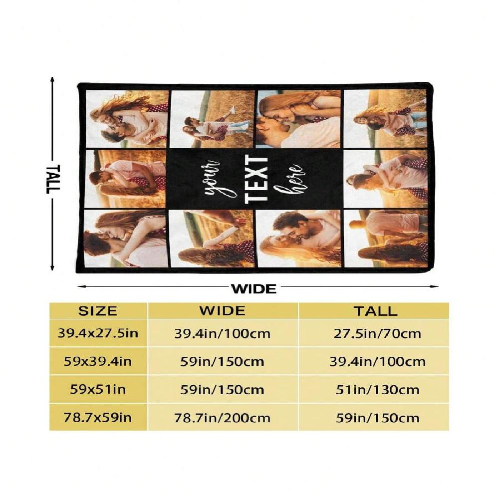 Customized Blanket With 1/many Photos And Text Collage, Personalized Gift For Birthday/Anniversary/Wedding/Halloween/Christmas