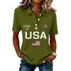 Damen Casual Kurzarm Knopf-Polohemd USA-Aufdruck 250. Jubiläum Grafik Leichtes Sommeroberteil
