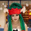 Christmas Hat Cartoon Elk Snowman Decor Ear-moving Headdress Thick Plush Winter Hat Holiday Gift Headwear Festival Costume Prop