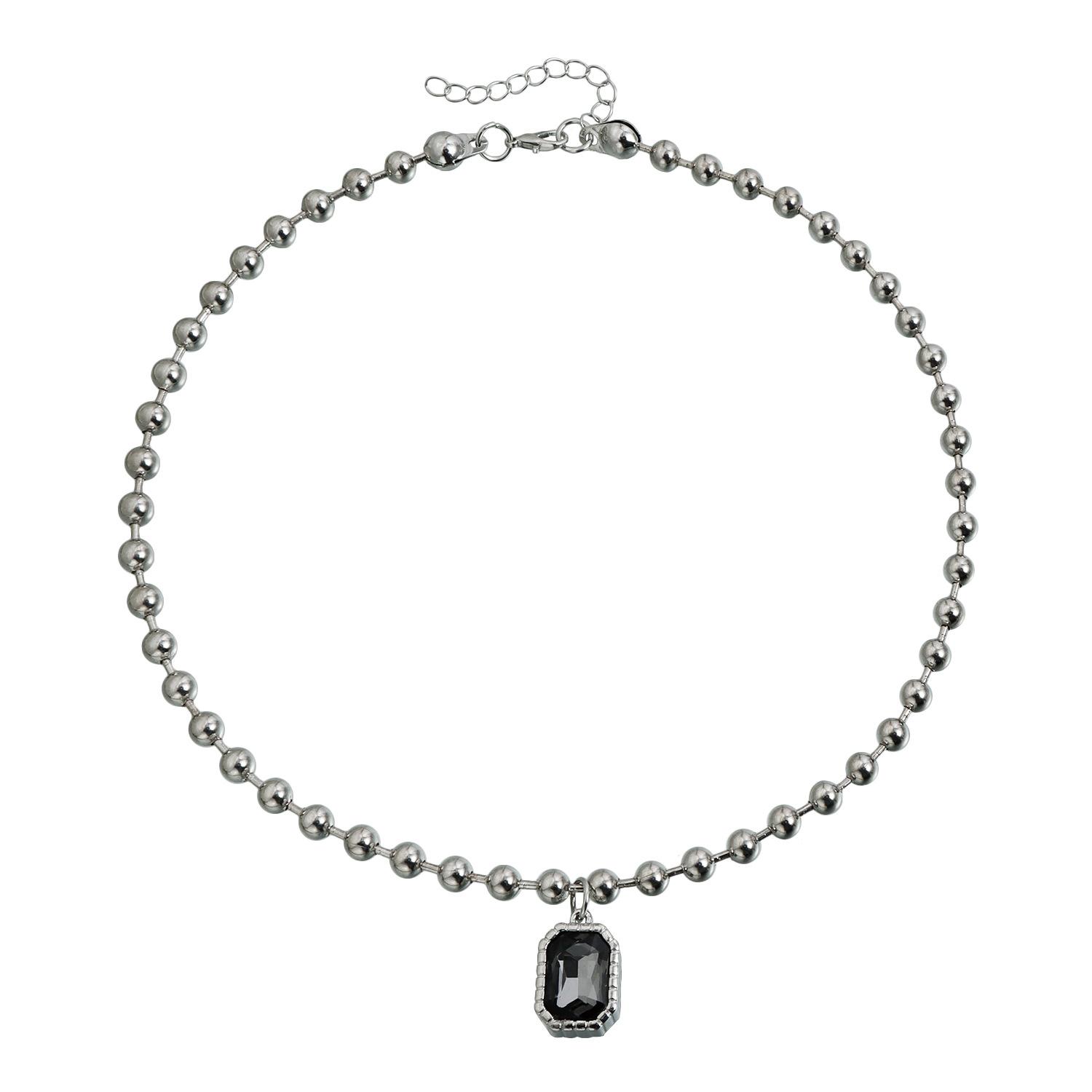 

Geometric Square Zircon Necklace Set Cool Bead Chain for Women
