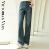 Women's Washed Blue Straight Leg Jeans