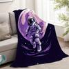 Astronaut Mond Flanell Überwurfdecke – Kosmisches Weltraumdesign, Weiches Kuschel-Fleece für Zuhause, Büro, Sofa & Auto – Ganzjahresnutzung
