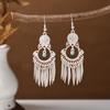 Ethnic Miao Silver Tassel Earrings - Retro Long Dangle Scenic Studs for Women