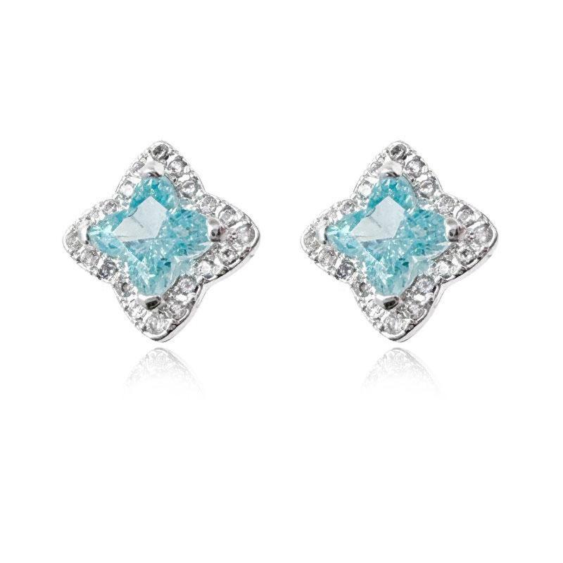 

Zircon Earrings, North Star Four-leaf Clover Ear Studs, High-end Style for Both Men and Women. синій