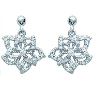 [J8146] - Silberohrringe 'Flora' silberweiß (rhodiniert) - 15x13 mm