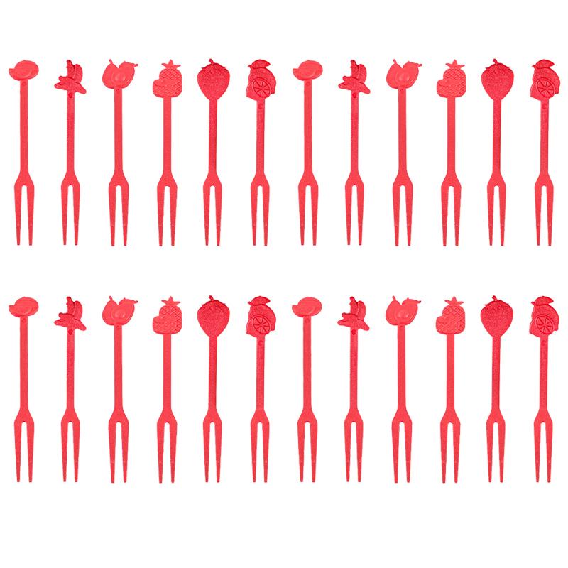 6/12/24/36 ks Kreativní domácí vidličky na ovoce Potravinářské Mini Přenosné Jednorázové Plastové Vidličky Špejle na Ovoce Dort Dezerty
