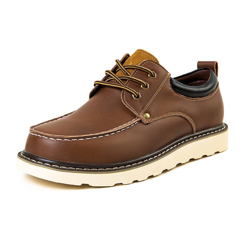 Extra Size Genuine Leather Men's Shoes - Korean Style Workwear with Big Toe Design, Size 38-49 (Model A008)