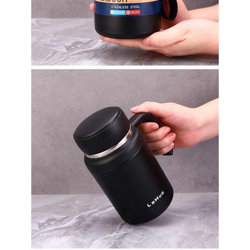 Large Capacity Vacuum Cup 316 Stainless Steel Tea Cup Men and Women Water Cup Student Cute Short Stout Big Belly Cup 1L