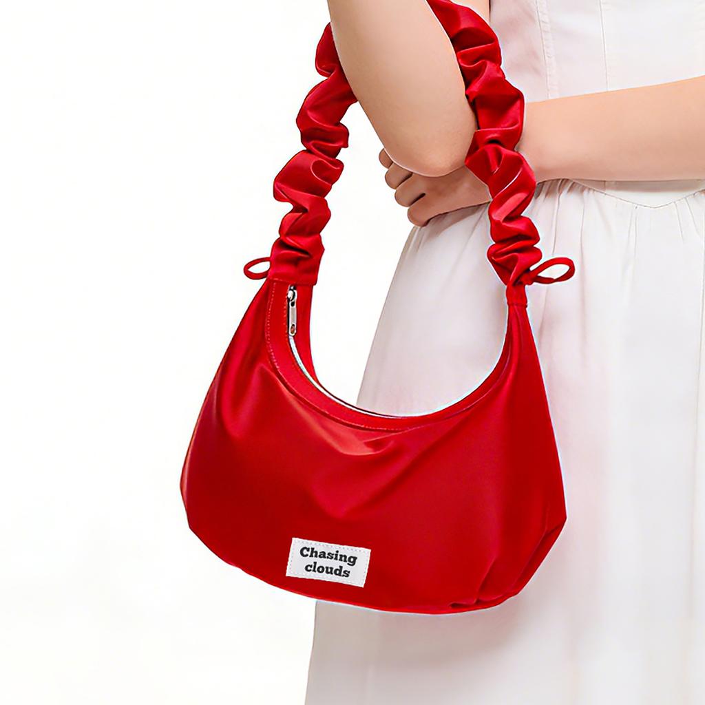 Fashionable Pleated Cloud-shaped Bag, Large Capacity Dumpling Bag, Diagonal Crossbody Bag