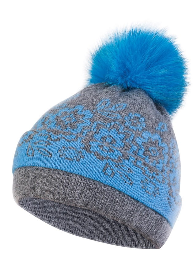 Lessie-Pompon Fox Women' Hat with Natural Pompom Turquoise