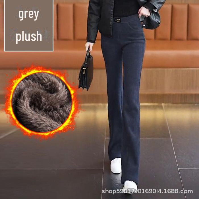 2024 Autumn/Winter Velvet High Waist Slim Flared Pants