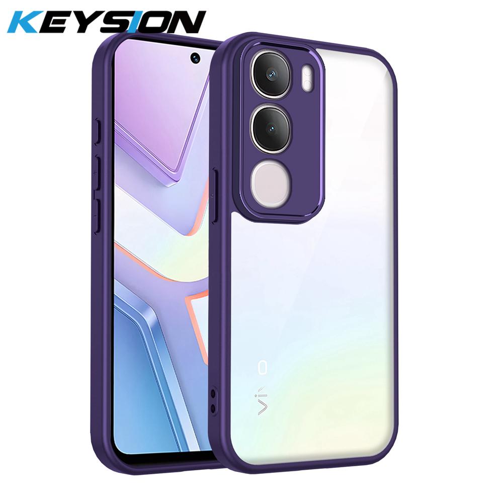 KEYSION Transparent Phone Case for VIVO Y31 5G Soft Silicone+PC Clear Shockproof Phone Back Cover for VIVO Y31 5G