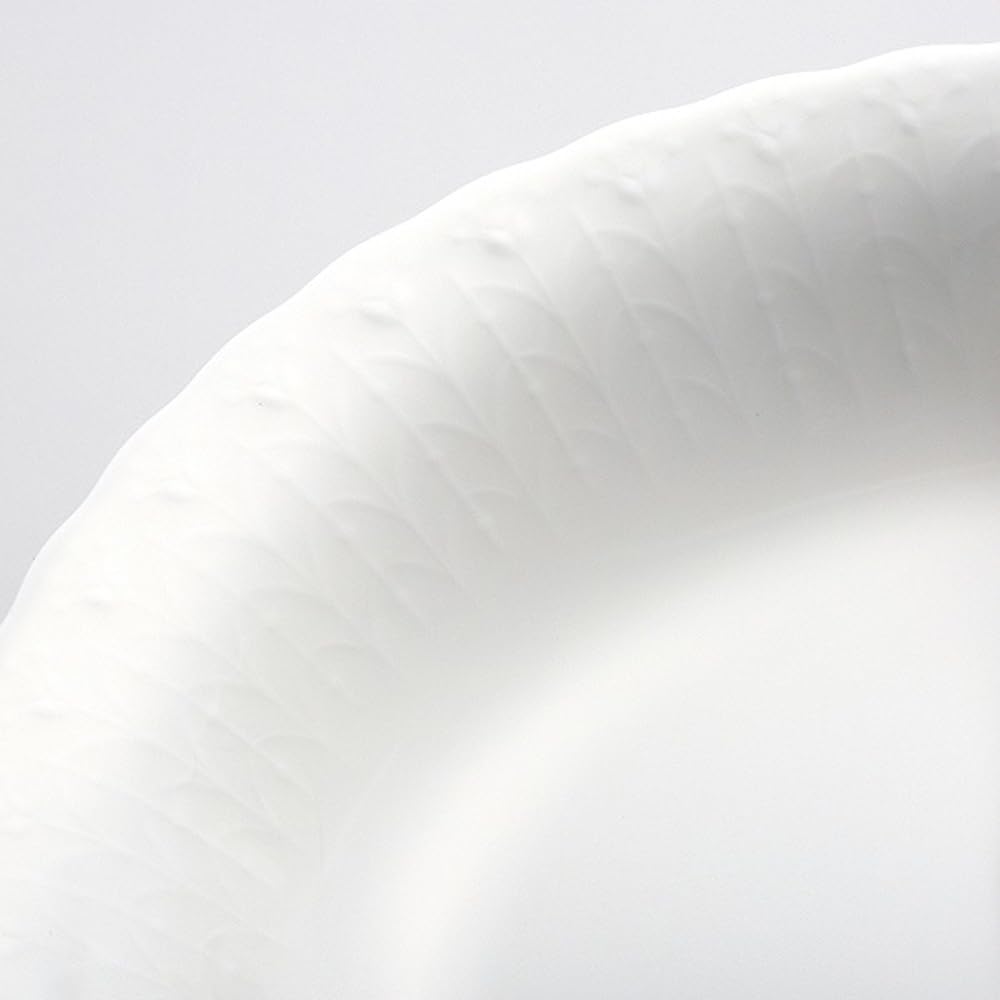 NARUMI Curry and Pasta Plate Silky 23cm Cute Relief Wedding Set of 2 Oval Microwave and Dishwasher Gift Set, White, Diameter, White, Design, Gift,