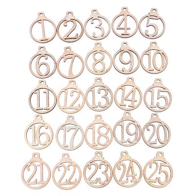 25pcs Christmas Calendar Tags 1-25 Wooden Christmas Advent Calendar Gift Tags Home Party Christmas