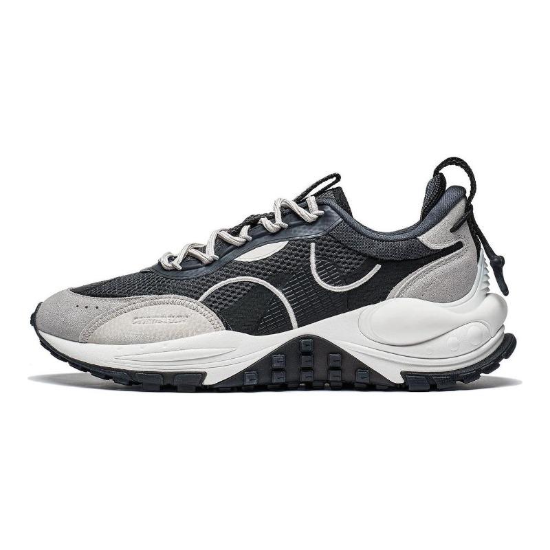 Li-Ning CF Shuo Star Track Mens Low Top Casual Shoes Black Gray Anti Slip Wear Resistant AGLT073-3 39