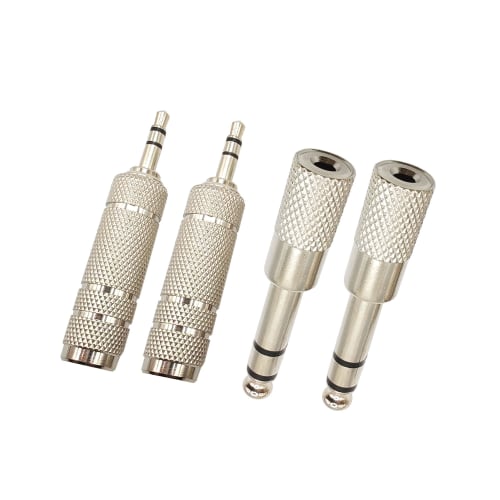 Voluty Tek 1/4" Female To 1/8" Male Audio Adapter Kit with 3.5mm Male To 6.35mm Female Connectors for Guitar Headphones, Set of 4