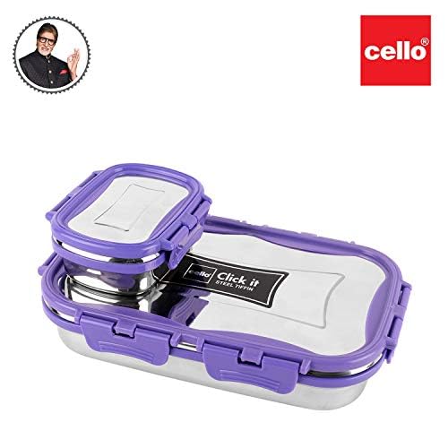 Isolierte Edelstahl-Lunchbox für Büro- oder Schulgebrauch mit Gemüsefach und auslaufsicherem Verschluss – Langlebige violette Tiffin für Erwachsene und Kinder