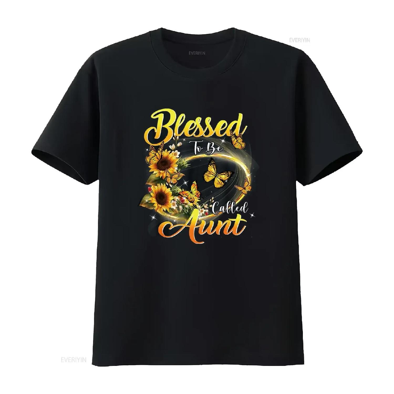 Blessed to be called AunT T Shirt Sunflower Lovers Funny vintage Washed Soft graphic Comfortable homme Stretched Casual Unisex S