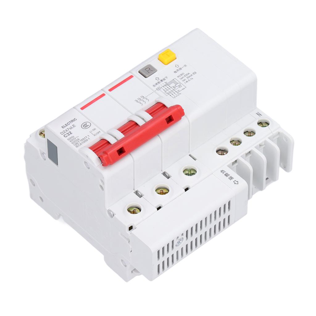 Residual Current Circuit Breaker 3P+N Miniature Circuits Breakers DIN Rail Mount AC 400V
