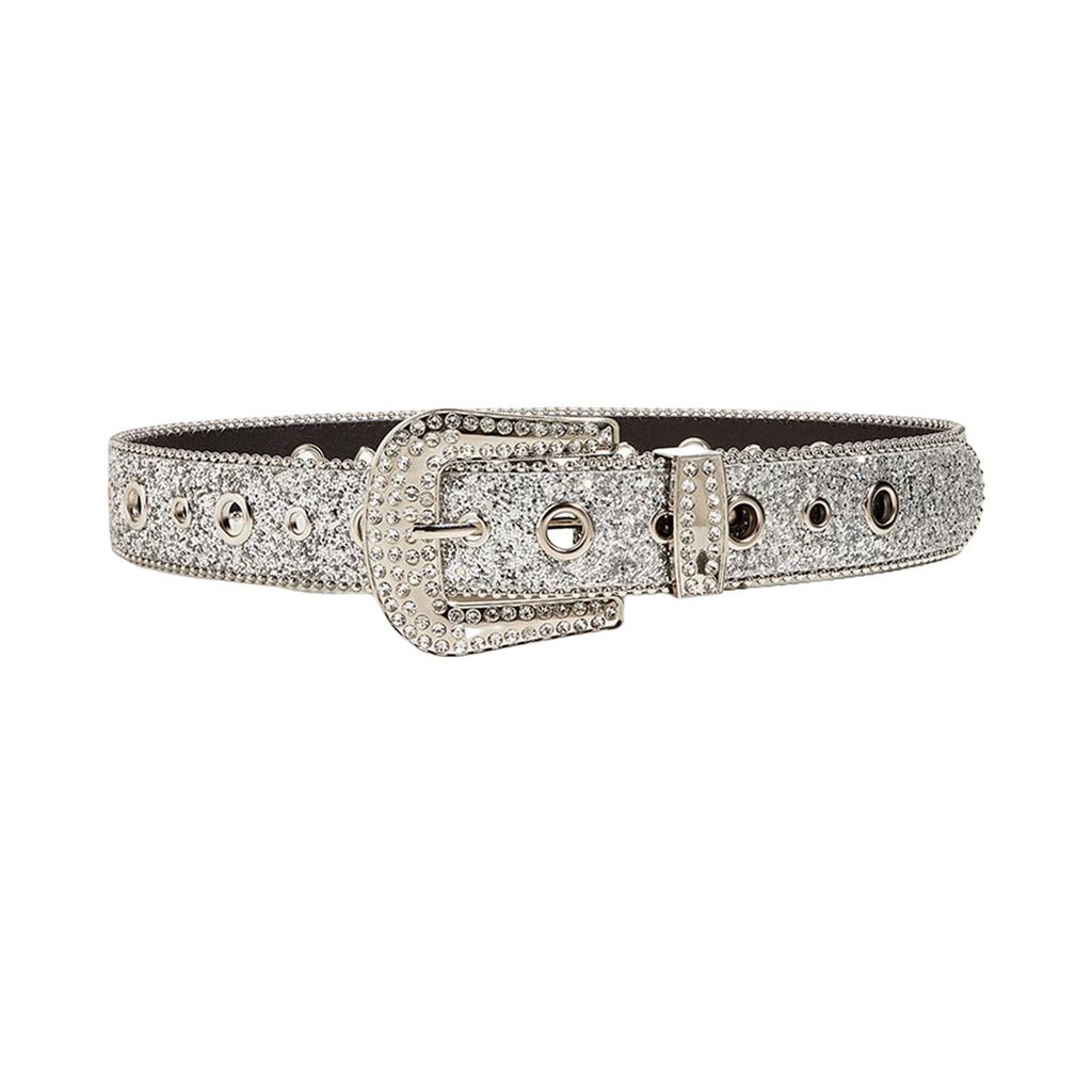 Fashion Women Belt PU Leather Casual Shinning Rhinestone Jeans Decorative Cowgirl for