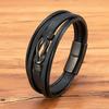 Modisches geflochtenes Retro-Armband aus Edelstahl mit Schnalle, schwarz, schlicht, lässig, Lederseil, Paarschmuck, passendes Herren-Lederarmband