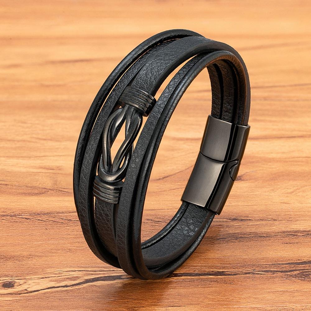 Modisches geflochtenes Retro-Armband aus Edelstahl mit Schnalle, schwarz, schlicht, lässig, Lederseil, Paarschmuck, passendes Herren-Lederarmband