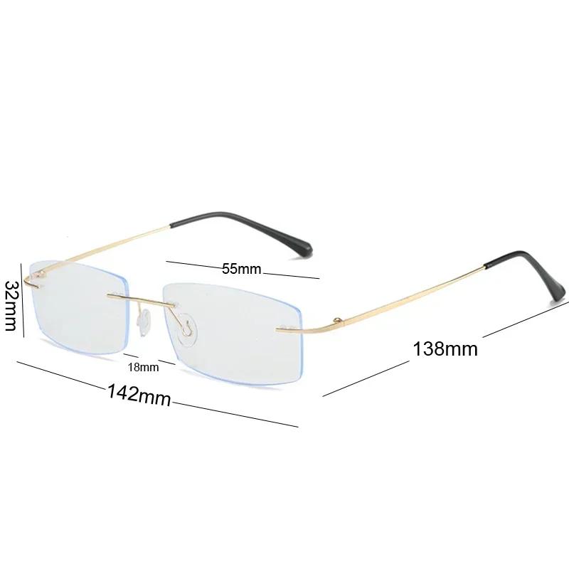 Ladies Sqaure Frameless Myopia Glasses with Diopter Ultralight Anti Blue Light Near Sight Eyeglasses Prescription 0 -1.0 To -4.0