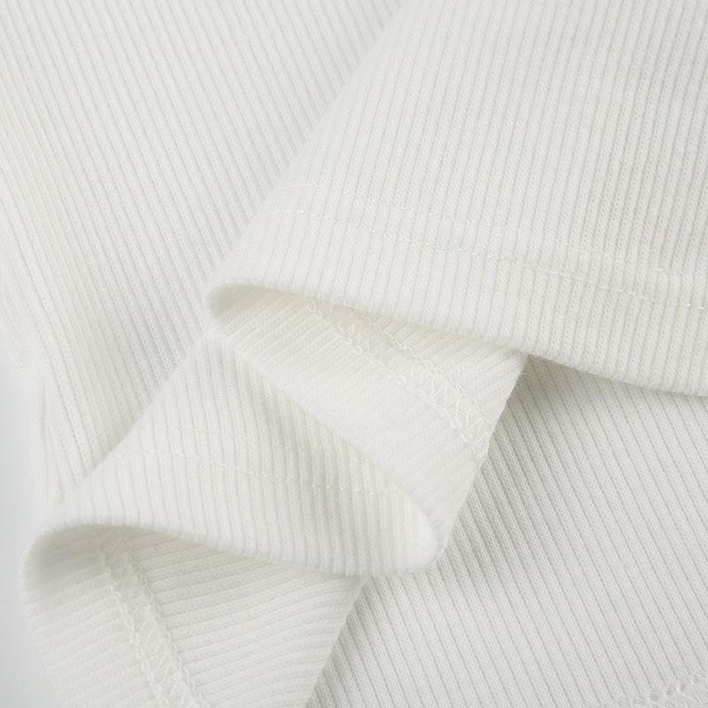 Dámský krajkový límec kolizní kravata mašle dívčí slim zeštíhlující pletený top peplum bublinkový krátký rukáv tričko