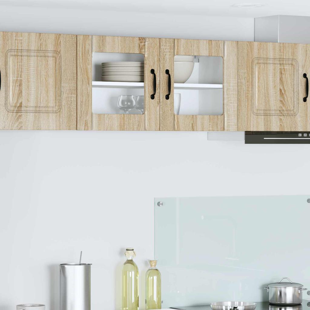 Wall Mounted Glass Cabinet LUCCA Sonoma Oak 80 x 31 x 40 cm