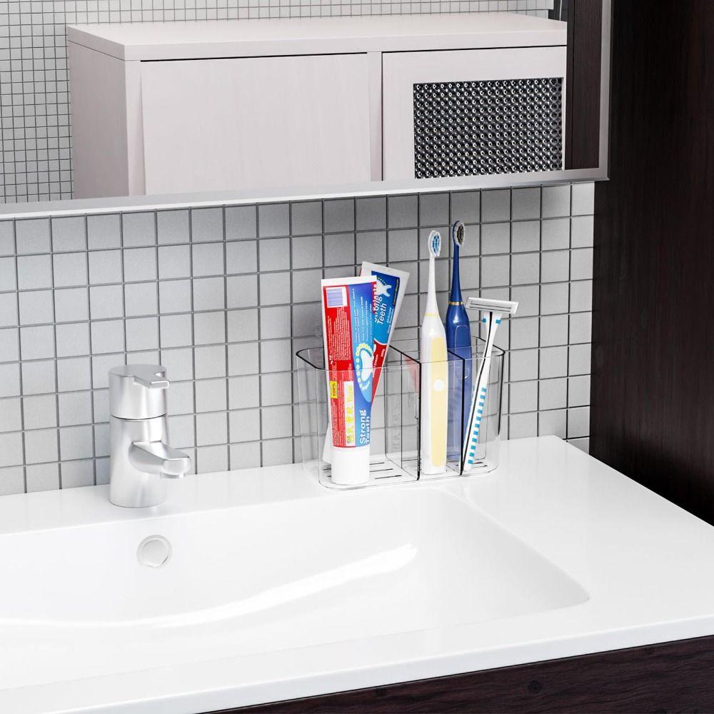 Storage Toothbrush Organizer Wall Mounted Tooth Brush Cup Stand  Bathroom