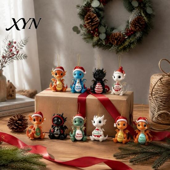 Creative Holiday Gifts for Kids 2026 Dragon Advent Calendar, 24 Days Funny Baby Figures Christmas Countdown Acrylic Hanging Decorations 2D Cartoon
