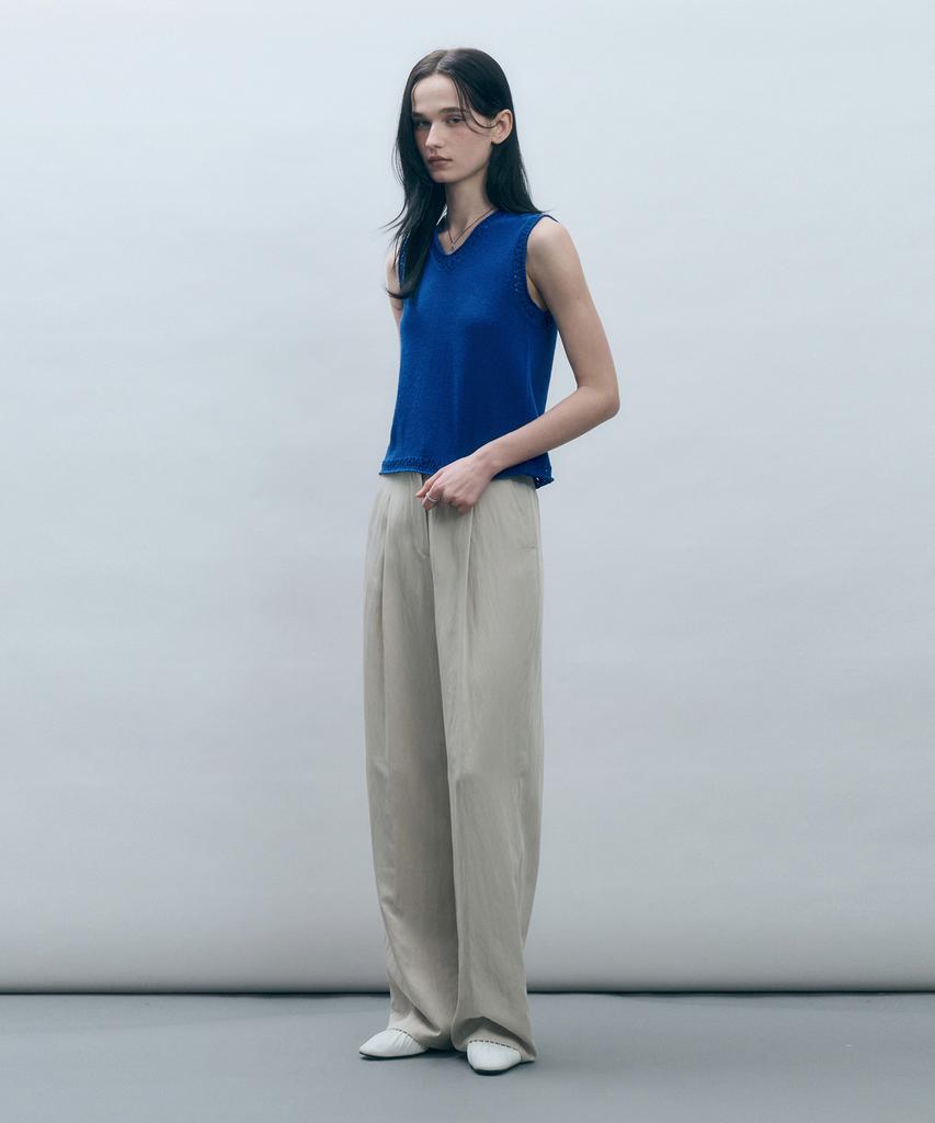 MONGDOL Nylon One-Tuck Wide Slacks Beige Mdpt025Nybeige