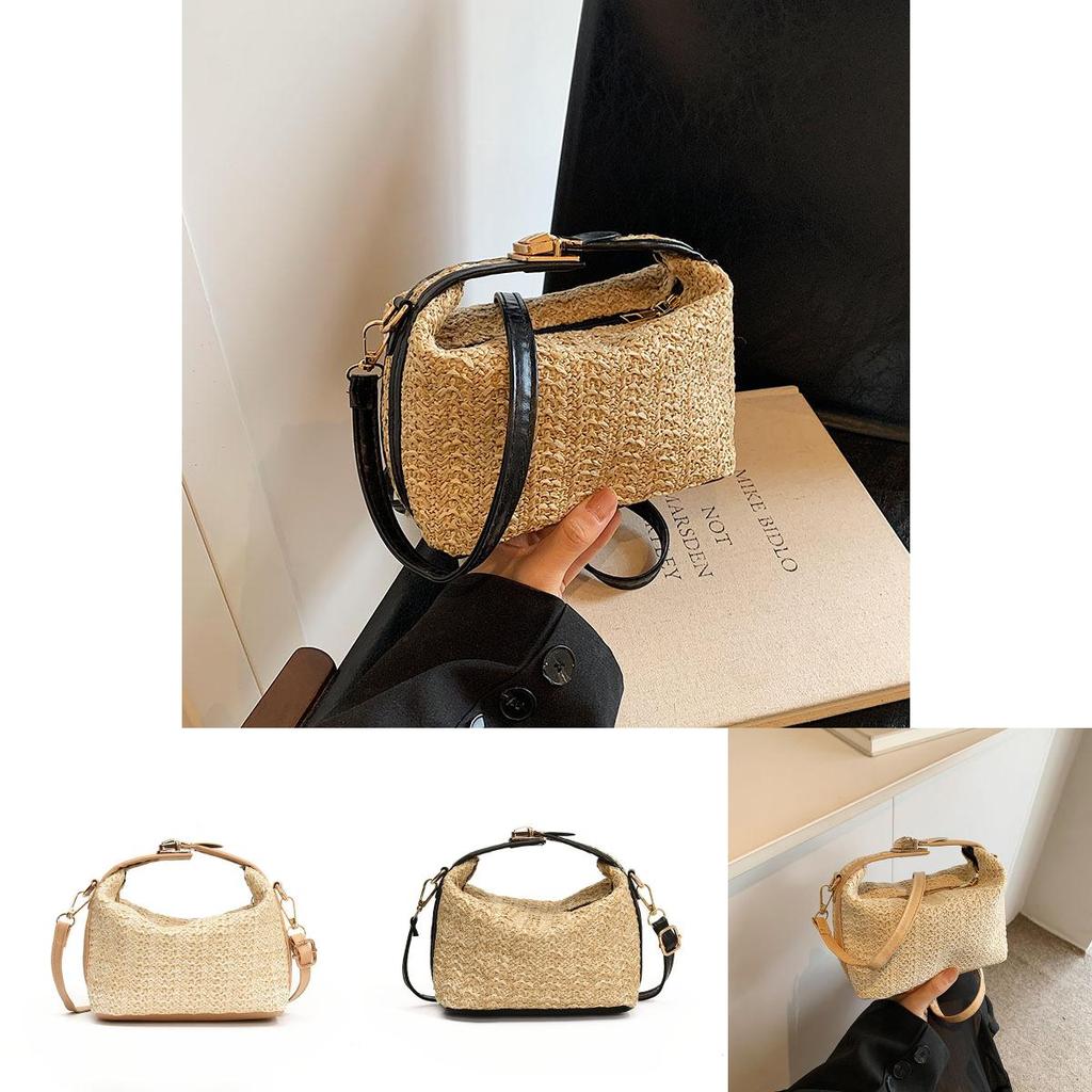 Summer Womens Woven Shoulder Bag With Zipper Closure For Casual Daily Use