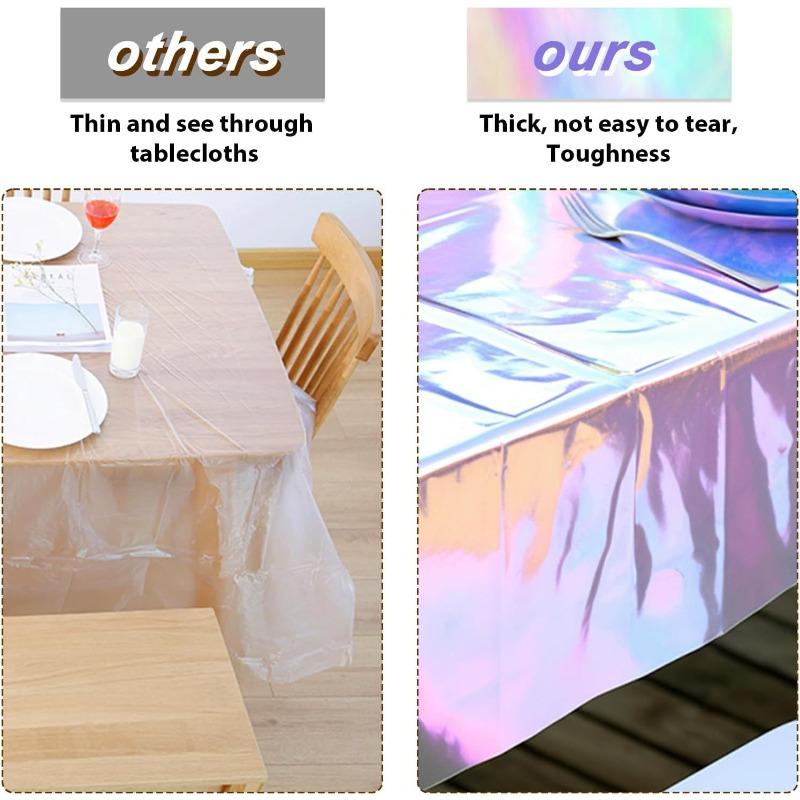 Tablecloth For Table Nappe De Table Tablecloth Birthday Iridesnt Disco Party Decor Shiny Laser Holographic Disposable Covers