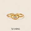 Xia Ling Devil's Eye Zircon Ring: 18K Gold-Plated, Stainless Steel, Non-Fading Women's Open Ring
