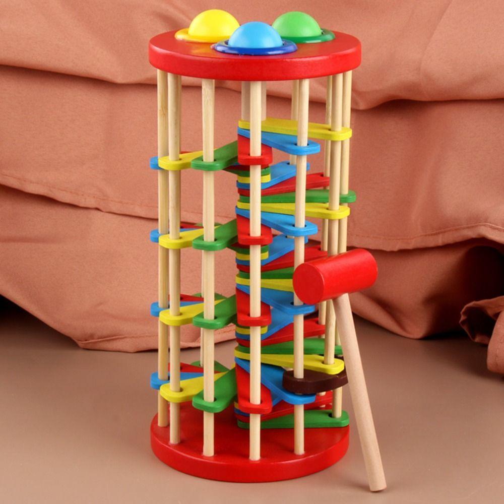 With Hammer Knock Ball Drop Ladder Game Hand-Eye Coordination Training Toys  Home Decoration