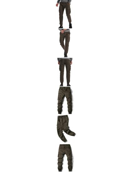 2024 Spring/Summer Men's Solid Color Casual Cargo Pants 8017, Plus Size Available