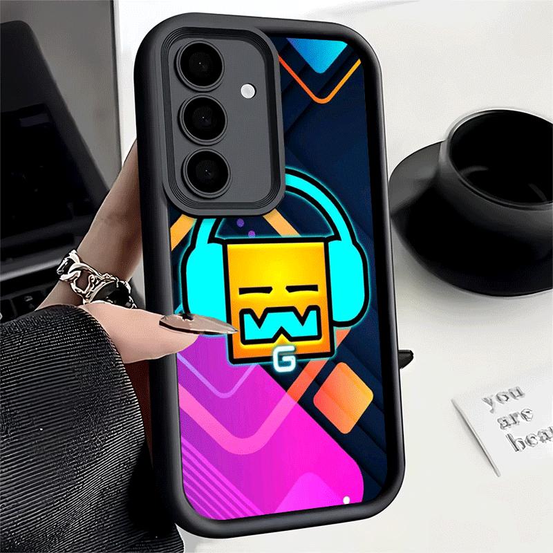 Phone Case for Samsung Galaxy A17 A16 A15 A14 A13 Geometry Dash Game A56 A36 A26 A55 A35 A25 A54 A34 A24 A53 A33 A23 A07 A06